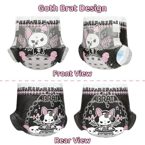 Littleforbig Ultra Saugfähige 7000 ml Windel 2 Stück - Goth Brat (Medium 28-38 Zoll)