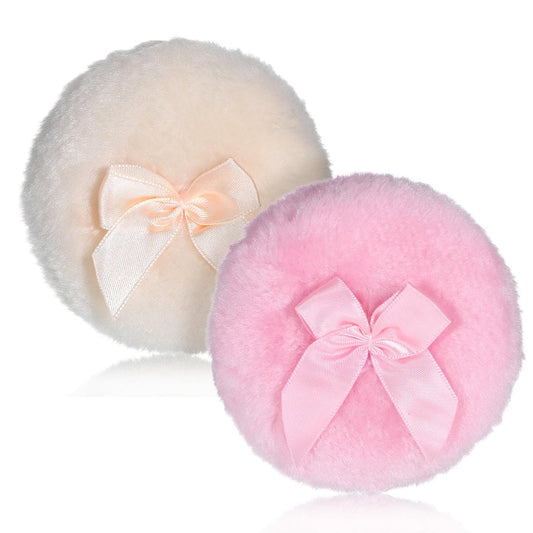 2 Stück Große Flauschige Puderquasten, 8,6 cm Weiche Körperpuderquaste Waschbar Wiederverwendbar Staubig Große Flauschige Quaste für Nasse Trockene Make-up-Gesicht Körper