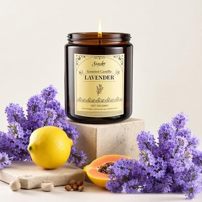 SVECKE Lavendel Duftkerze, 200g Sojawachs Kerze, Lang anhaltende Aromatherapie Kerze für Zuhause, Geschenk für Frauen und Männer