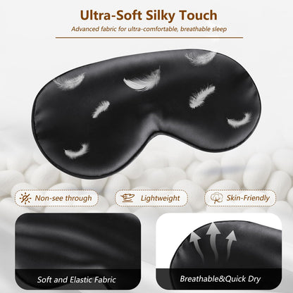 Loomluxe Schlafmaske aus Seide – Adjustierbare Augenmaske für Männer und Frauen, Weich & Bequem für Nachtruhe (Schwarz)