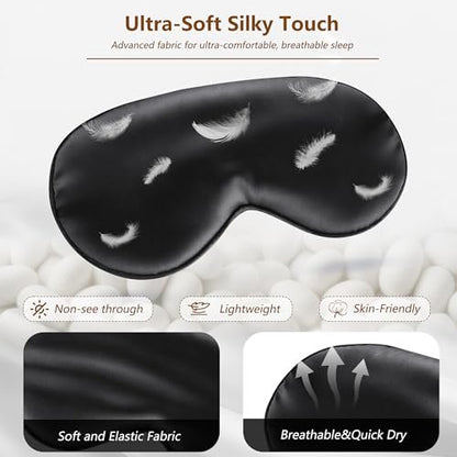 Loomluxe Schlafmaske aus Seide – Adjustierbare Augenmaske für Männer und Frauen, Weich & Bequem für Nachtruhe (Schwarz)