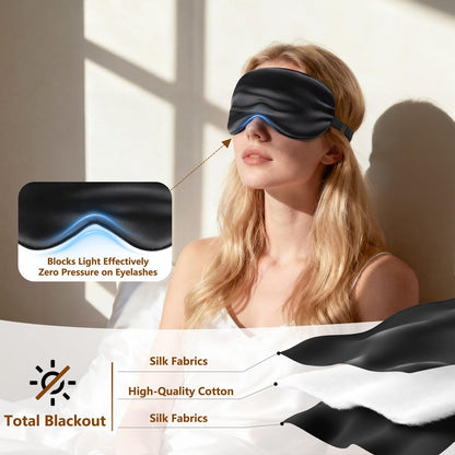 Loomluxe Schlafmaske aus Seide – Adjustierbare Augenmaske für Männer und Frauen, Weich & Bequem für Nachtruhe (Schwarz)