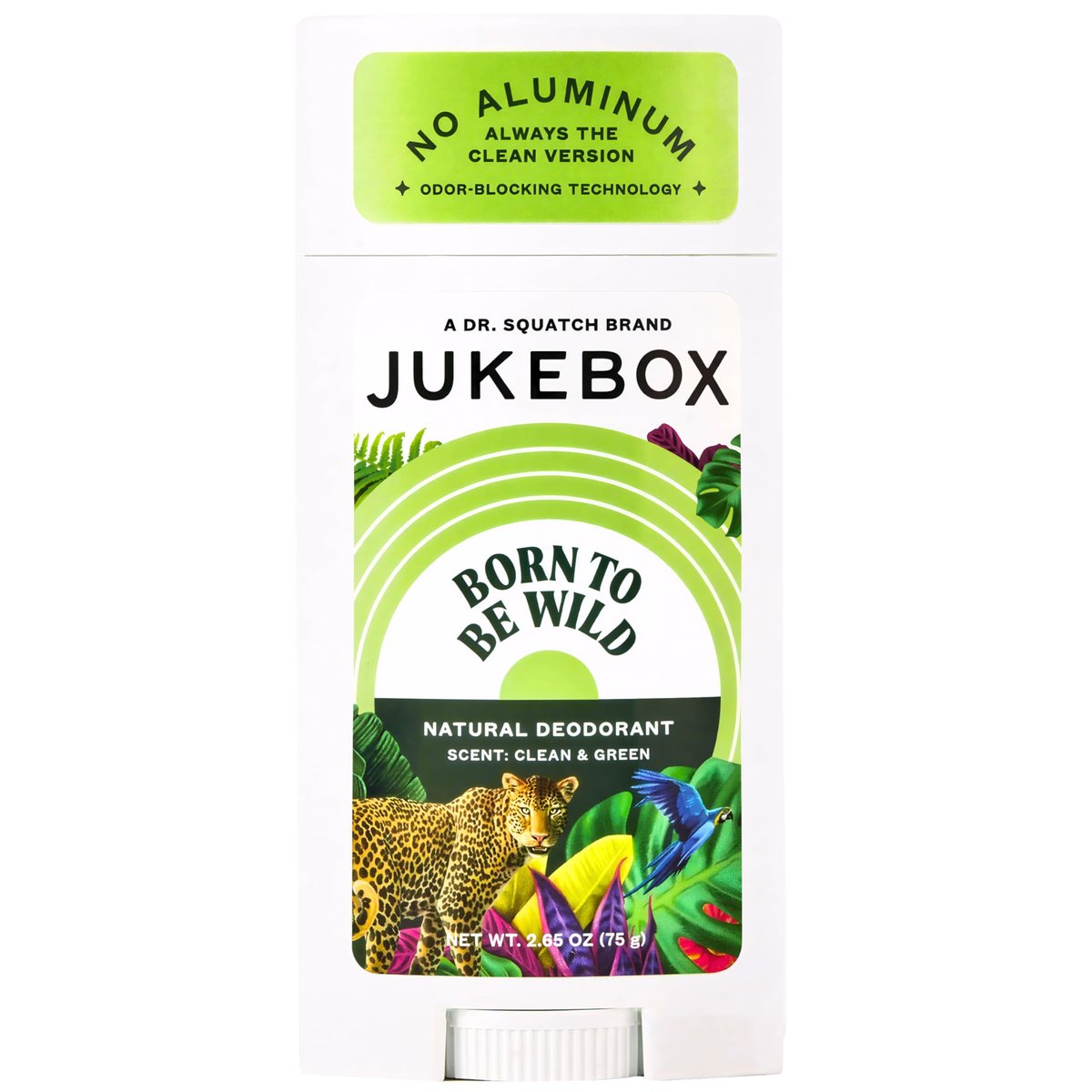 JUKEBOX Natürliches Deodorant für Frauen – Duft „Born to Be Wild“ – Aluminiumfrei, ohne Backpulver, ohne aggressive Chemikalien, Geruchsblockierungstechnologie, Wildfarn, Rosa Pfeffer, Vetiver – Eine Dr. Squatch Marke – 2,65 oz