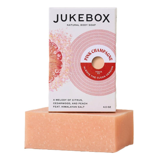 JUKEBOX Seife Pink Champagne – Natürliche Barseife für Frauen, Kaltverfahren, 4,5 Unzen – mit Pink Grapefruit, Zedernholz und Pfirsich
