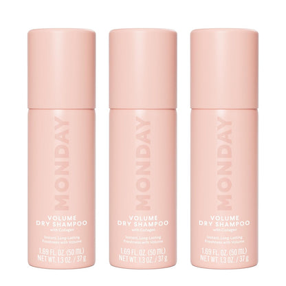 MONDAY HAIRCARE VOLUMEN Trockenshampoo mit Kollagen, ölabsorbierend, ideal für feines & dünnes Haar, 50 ml (3er-Pack)