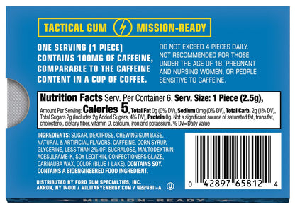 MEG Military Energy Gum Arctic Mint – Koffeinkaugummi mit 100 mg Koffein pro Stück – 12er-Pack (je 5 Stück)