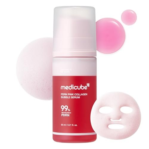 medicube PDRN Pink Collagen Bubble Serum – Aufpolsterndes Blasen-Serum mit 99% reinem PDRN und niedermolekularem Kollagen für strahlende, pralle Haut (95 ml)