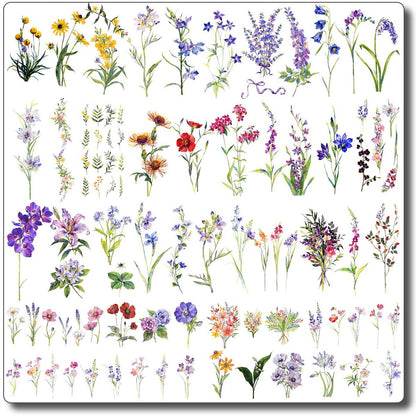 CHARLENT 40 Blatt Watercolor Blumen temporäre Tattoos für Frauen - Kleine Wildblumen Fake Tattoo Aufkleber für Körper, Nacken, Hand