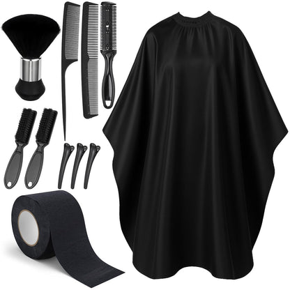 10-in-1 Friseur-Umhang-Set: Haarschneide-Umhang, Nackenbürste, Kämme, Clips & Reinigungszubehör – Perfektes Geschenk für Männer und Väter