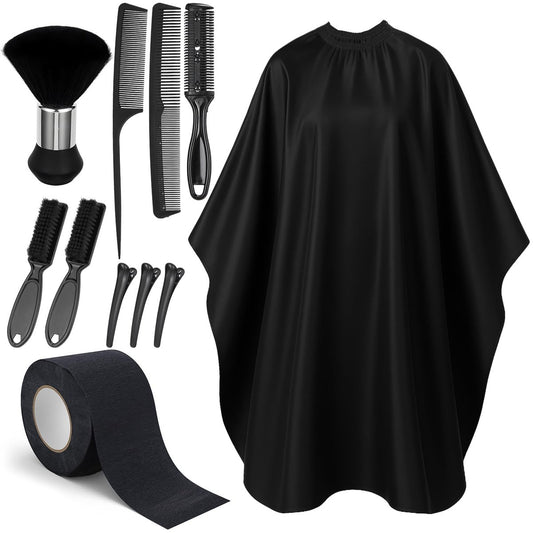 10-in-1 Friseur-Umhang-Set: Haarschneide-Umhang, Nackenbürste, Kämme, Clips & Reinigungszubehör – Perfektes Geschenk für Männer und Väter