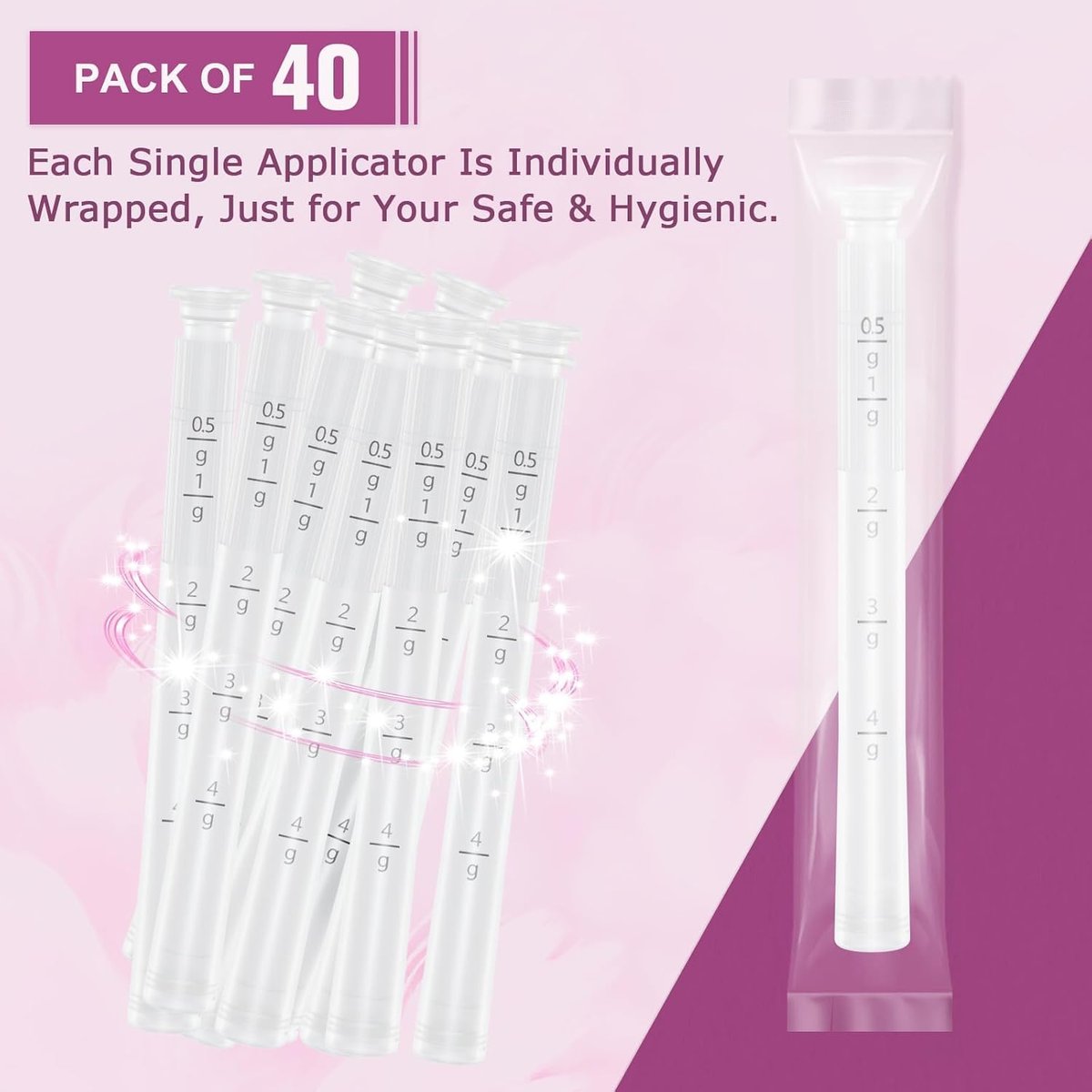 Einweg-Vaginalapplikatoren mit Dosierungsmarkierungen – einzeln verpackt für Hygiene, passend für die meisten Gleitmittel, Cremes & Gele, Damenpflege-Essentials (40er Pack)