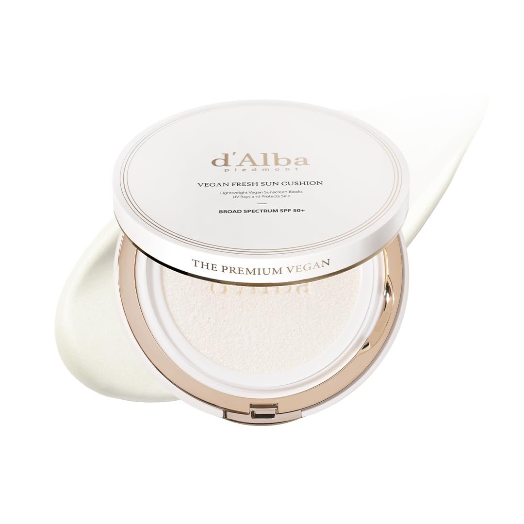 d'alba Piedmont Vegan Fresh Sun Cushion SPF 50+ – Vegane Sonnenpflege für das Gesicht, erfrischend & hydratisierend (0,88 oz)