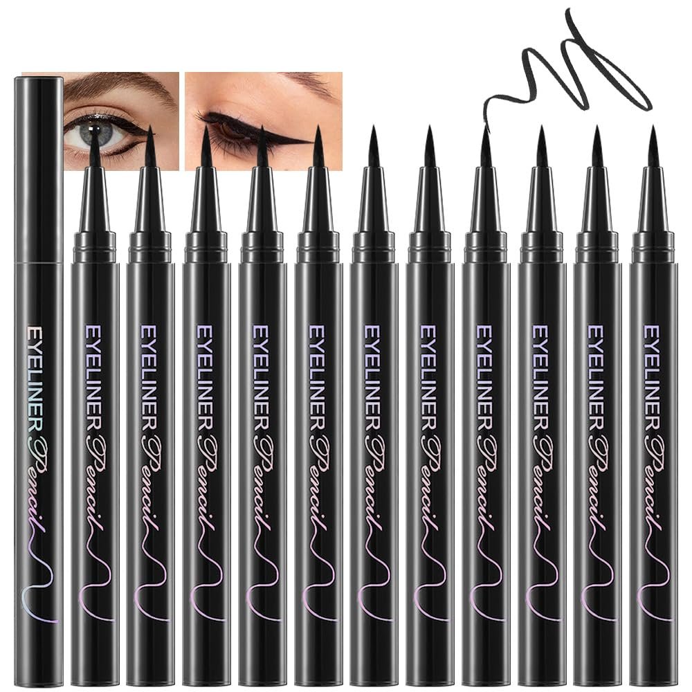 Anwuozu Liquid Eyeliner Set 12er-Pack – Mattes Schwarz, Ultrafeine Spitze, Schnelltrocknend, Wischfest, Vegan