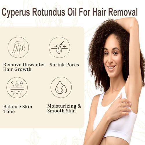 nvyue 2er-Pack Cyperus Rotundus Öl – Natürliches Öl zur Haarentfernung, Reduziert unerwünschten Haarwuchs, Pflegt und glättet die Haut für alle Hauttypen – Frauen und Männer