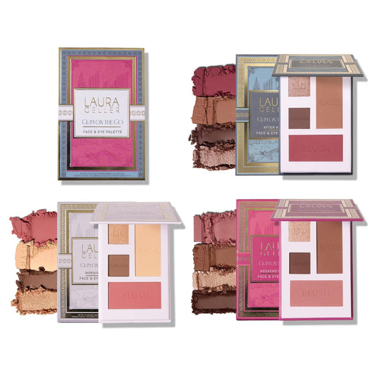 LAURA GELLER NEW YORK Glam On the Go Lidschatten- & Rouge-Paletten – Set mit 3 Paletten, ideal zum Verschenken, pflegende Make-up für reife Haut