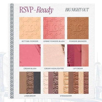 LAURA GELLER NEW YORK RSVP-Ready Big Night Out Full Face Travel Makeup Palette – All-in-One Set mit Lidschatten, Eyeliner, Rouge, Bronzer, Highlighter, Puder und Lippencremes