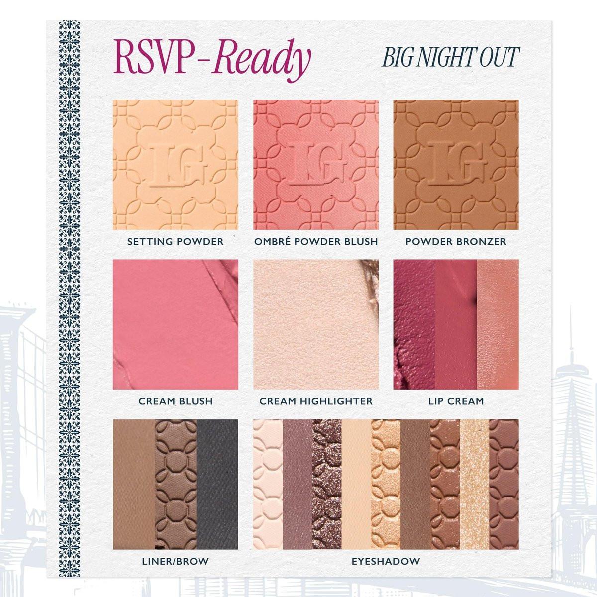 LAURA GELLER NEW YORK RSVP-Ready Big Night Out Full Face Travel Makeup Palette – All-in-One Set mit Lidschatten, Eyeliner, Rouge, Bronzer, Highlighter, Puder und Lippencremes
