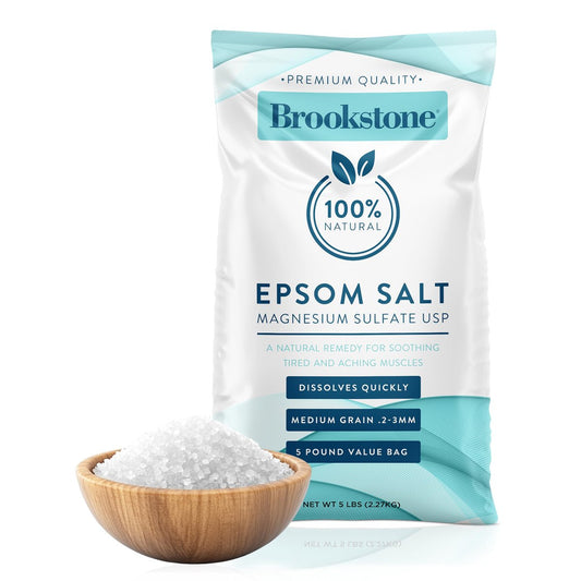 Brookstone 5 kg Bittersalz Großpackung – Premium Magnesiumsulfat USP, mittelkörniges, unparfümiertes Badesalz – Reines Bittersalz für Bad, Fußbad, Muskelentspannung, Stressabbau & Hautpflege