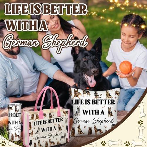 Patelai 56-teiliges Deutsches Schäferhund Geschenkset für Hundemama: Tote Bag, 20oz Edelstahlbecher, Kosmetiktasche, Socken, Kissenbezug, Schlüsselanhänger, 50 Aufkleber – Perfekt für Hundeliebhaber, Muttertag, Partygeschenk