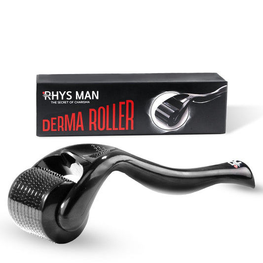 Rhys Man Derma Roller 0,25 mm mit Aufbewahrungsbox – Titan-Dermaroller für Bart, Gesicht & Kopfhautpflege, 540 Nadeln Hautpflegewerkzeug für Männer & Frauen, kompaktes Pflegeset