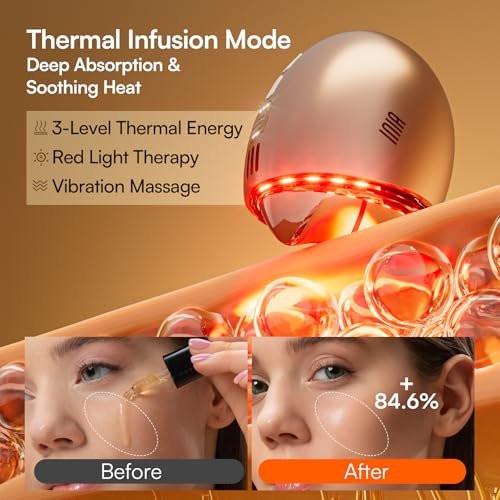 INIA 7-in-1 Red Light Therapie für Gesicht und Hals Gua Sha Gesichtsmassagegerät mit Wärme- und Kältemodus für Schwellungen und Straffung Hautpflegewerkzeug