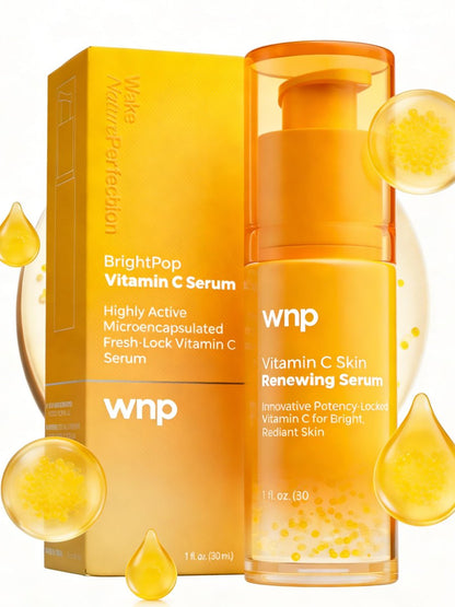 WNP Vitamin C Serum für das Gesicht – Dermatologisch getestet, Anti-Aging & aufhellend mit Hyaluronsäure & Vitamin E, Behandlung von dunklen Flecken, Altersflecken, Sonnenflecken, Melasma, Hyperpigmentierung, feinen Linien & Falten