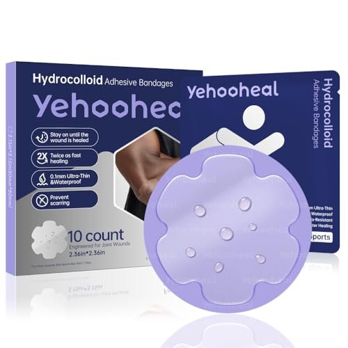 yehooheal Hydrokolloid Wundauflage – 0,004 Zoll ultradünne Zweite Haut, wasserdicht, schnelle Heilung, weniger Narben, hält 7 Tage, für Outdoor-Erste Hilfe (HSA FSA geeignet)