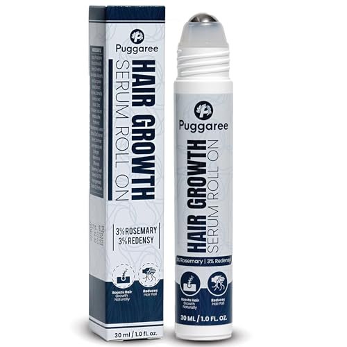 Puggaree Redensyl Haarwuchs Serum Roll-On – 3% Rosmarin, 3% Redensyl, DHT-blockierendes Kopfhautserum für dickeres, volleres Haar – Für Frauen & Männer (30 ml)