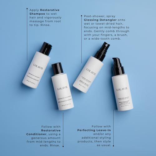 LolaVie Restore & Protect Travel Kit – TSA-zugelassenes Shampoo, Conditioner, Entwirrer & Leave-In – Vegan, tierversuchsfrei, farbsicher – für alle Haartypen