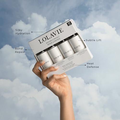 LolaVie Restore & Protect Travel Kit – TSA-zugelassenes Shampoo, Conditioner, Entwirrer & Leave-In – Vegan, tierversuchsfrei, farbsicher – für alle Haartypen