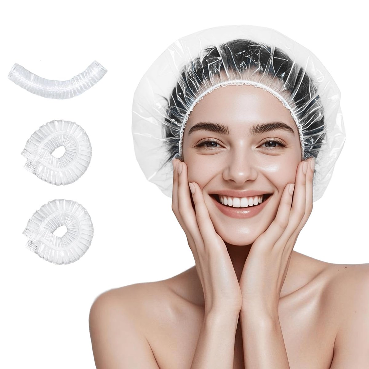 TodHeei 100er Pack Einweg-Duschhauben, dickere wasserdichte Plastik-Haarbadhaube für Damen und Herren, elastische größere Duschhauben für Zuhause, Reisen, Hotel, Spa und Friseursalon