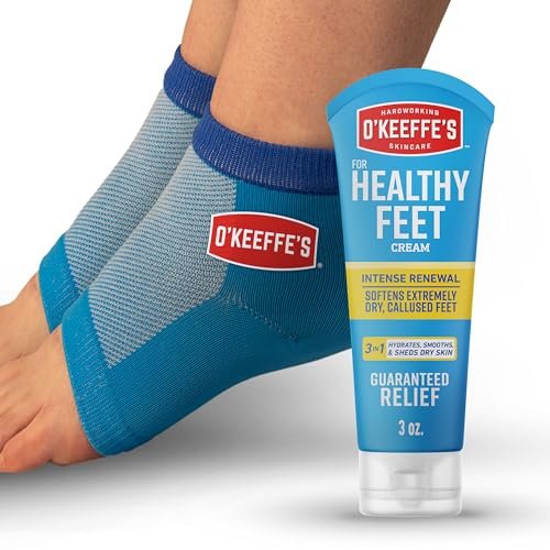 O’Keeffe’s für gesunde Füße – Fersen-Reparatur-Set mit Harnstoff & Milchsäure – (1 Paar) wiederverwendbare Fußsocken + 85 g Intensiv-Fußcreme zur Erneuerung, peelt und macht trockene Fersen weich
