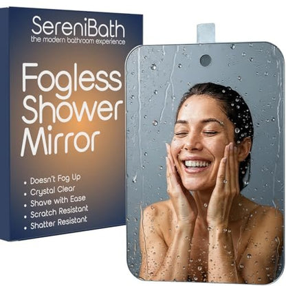 SereniBath Duschspiegel - Beschlagfrei für die Rasur & Gesichtsreinigung - Anti-Beschlag - für Männer & Frauen - Peelen, Schrubben & Pflegen Sie Ihr Gesicht