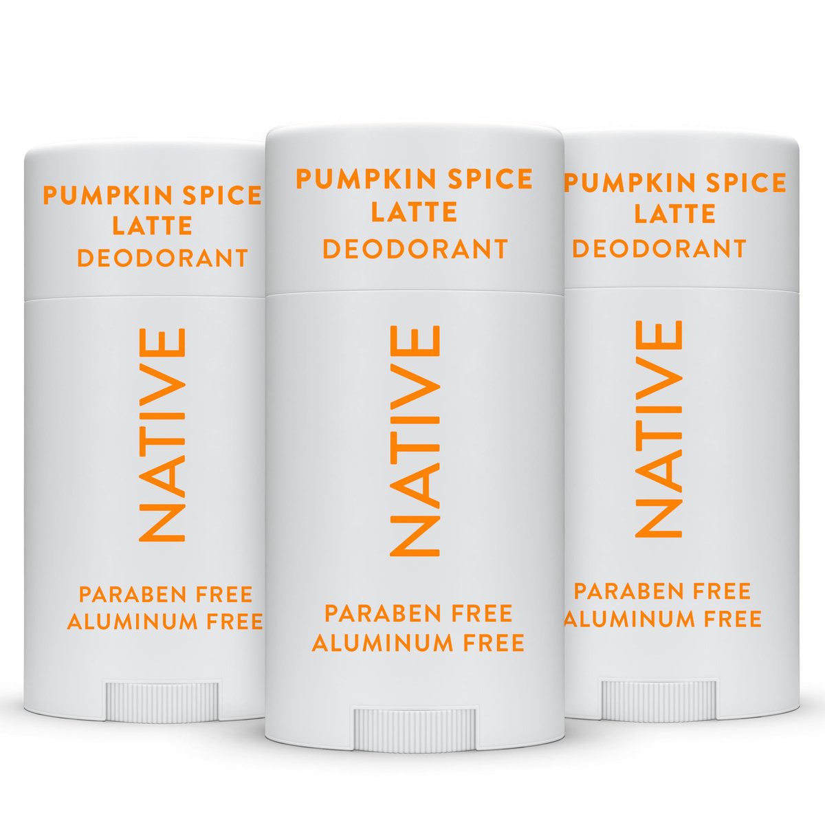 Native Deodorant, Kürbisgewürz – 72-Stunden-Geruchskontrolle, Aluminiumfrei, Natürlich gewonnene Inhaltsstoffe, Sanfte Gleitformel – Vegan & Tierversuchsfrei – 3er-Pack