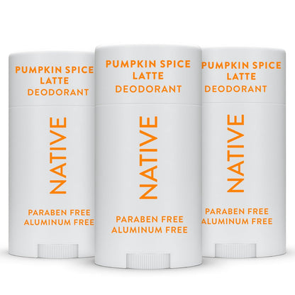 Native Deodorant, Kürbisgewürz – 72-Stunden-Geruchskontrolle, Aluminiumfrei, Natürlich gewonnene Inhaltsstoffe, Sanfte Gleitformel – Vegan & Tierversuchsfrei – 3er-Pack