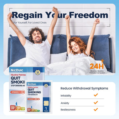 NicDuic Nikotinpflaster Upgrade 28 mg, verstellbares 4-teiliges Design 7 mg/14 mg/21 mg/28 mg, transdermales System zur Raucherentwöhnung. Alle Stufen Raucherentwöhnungshilfen, die 24 h wirken – 30 Stück