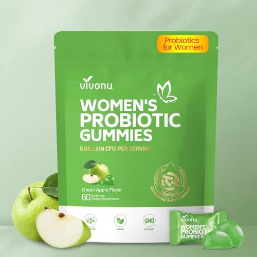 VivoNu Probiotika für Frauen – Vegane Gummibärchen für vaginale Gesundheit & pH-Gleichgewicht (60 Stück, grüner Apfel)