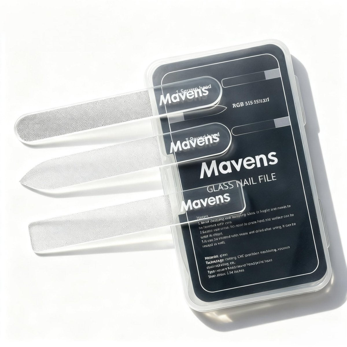 Mavens Glas-Nagelfeilen-Set mit Etui – Professionelle Kristall-Nagelfeilen für natürliche Nägel, wiederverwendbar, tragbar, Maniküre- und Pediküre-Werkzeug für Zuhause und Reisen, Geschenk für Frauen