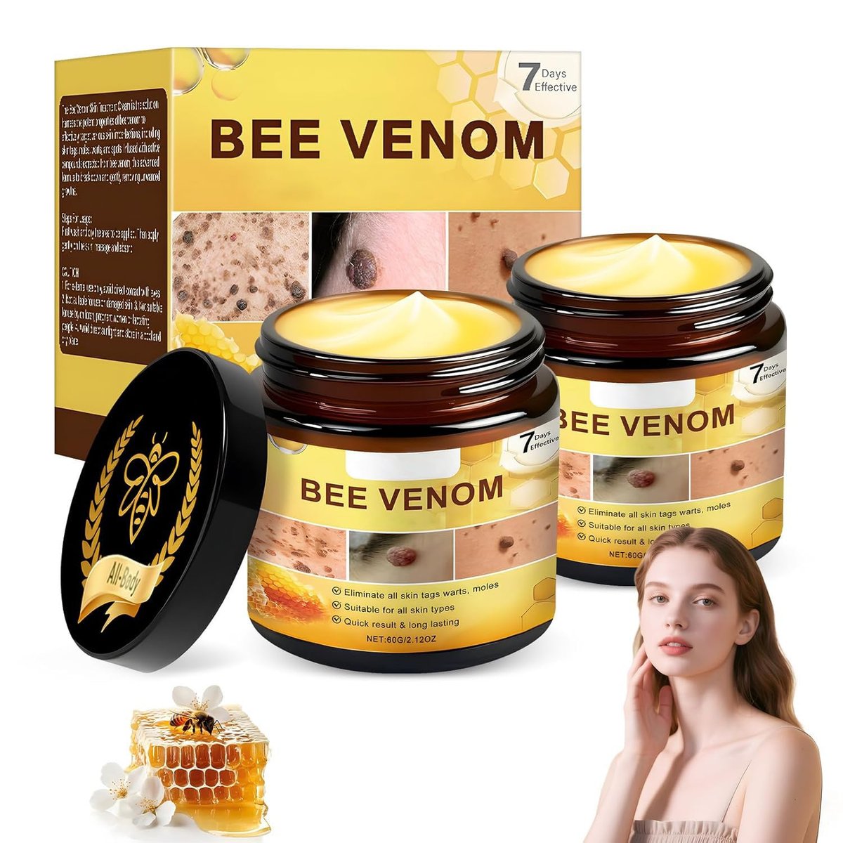 2er-Pack Bienen Gift Hautpflege-Creme, Bienengift All-in-One-Creme für Körperpflege - Gesichtsstraffung & Festigung für alle Hauttypen, Bienengift All-in-One-Creme