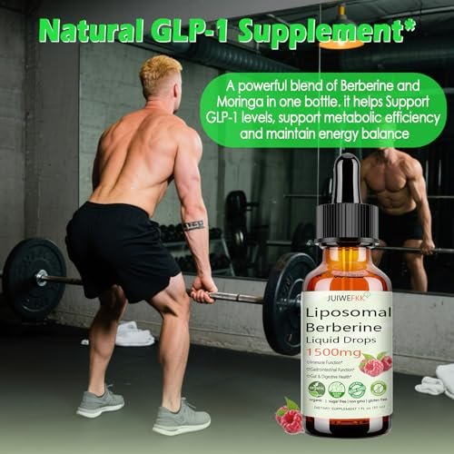 Liposomales Berberin Präparat 1500 mg, 2-in-1 Extra Stärke GLP-1 Moringa Berberin Tropfen für Stoffwechsel, Verdauung, Herzgesundheit & Vitamine für Frauen Männer Vegan Non-GMO, 30 Portionen