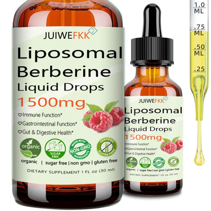 Liposomales Berberin Präparat 1500 mg, 2-in-1 Extra Stärke GLP-1 Moringa Berberin Tropfen für Stoffwechsel, Verdauung, Herzgesundheit & Vitamine für Frauen Männer Vegan Non-GMO, 30 Portionen