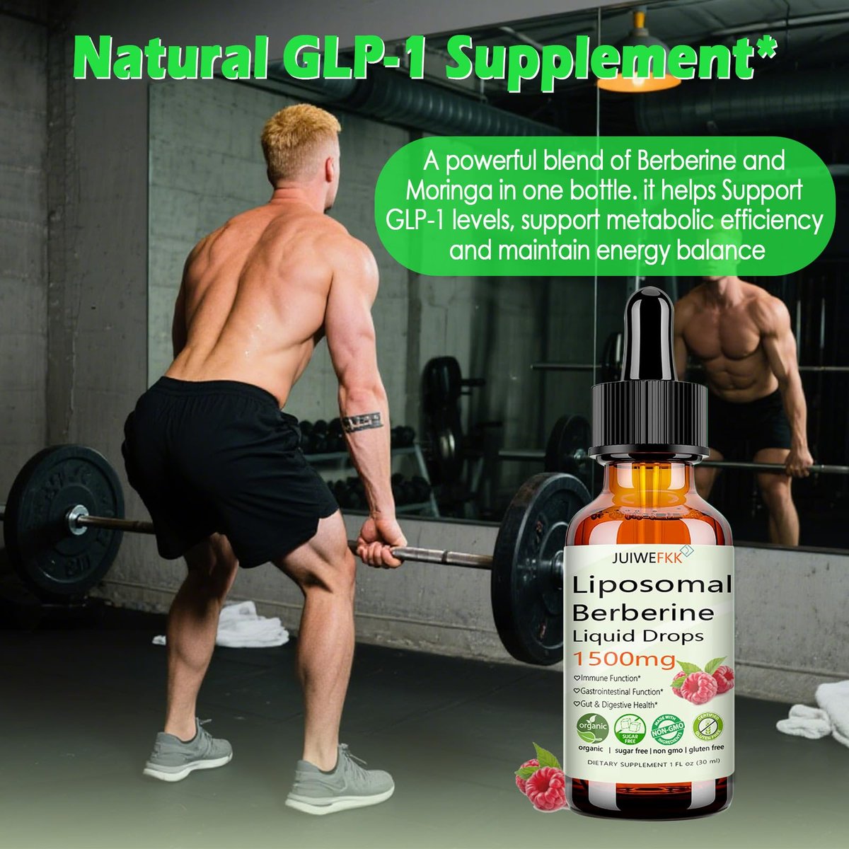 Liposomales Berberin Präparat 1500 mg, 2-in-1 Extra Stärke GLP-1 Moringa Berberin Tropfen für Stoffwechsel, Verdauung, Herzgesundheit & Vitamine für Frauen Männer Vegan Non-GMO, 30 Portionen
