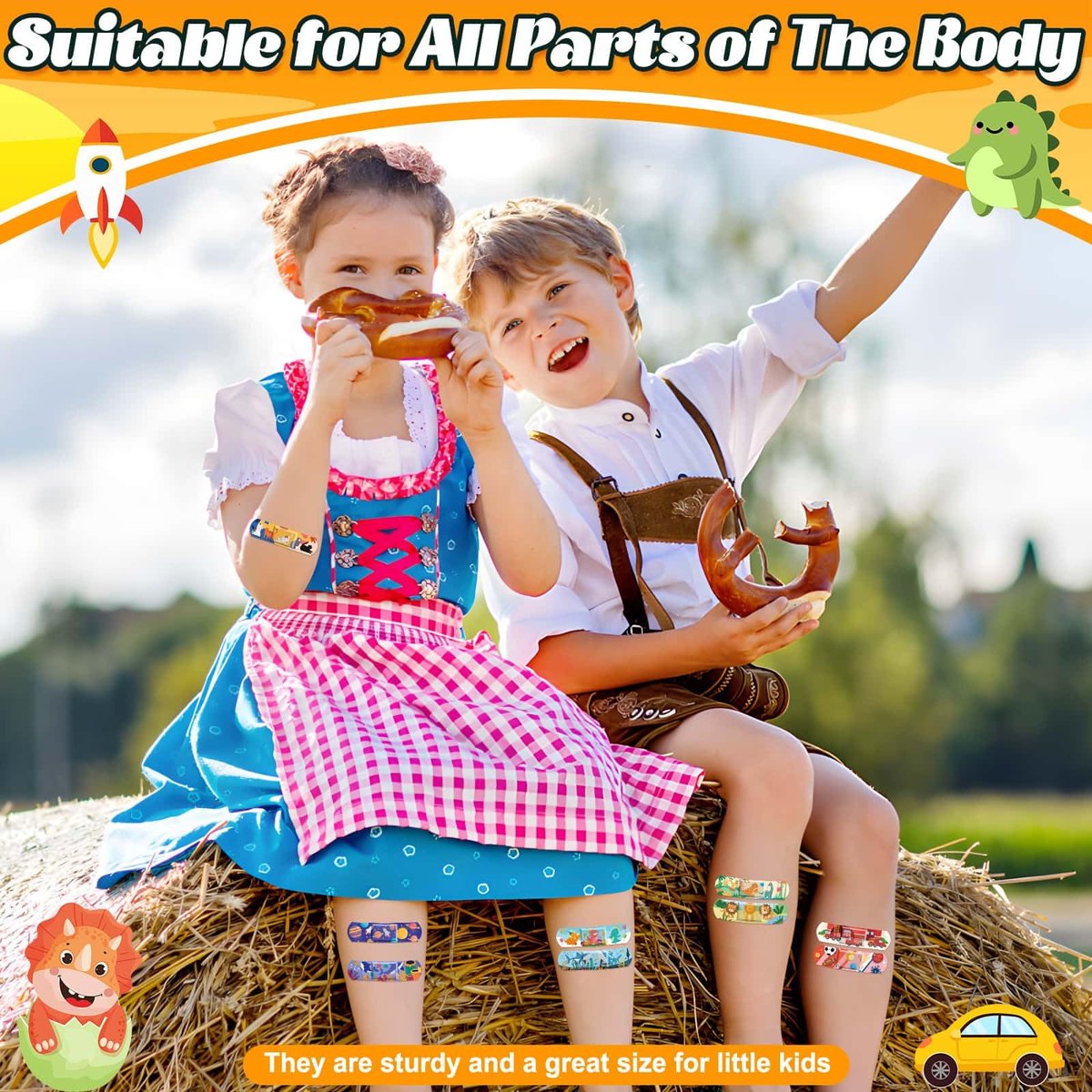 Sublaga 375 Pcs Kinderpflaster, 33 Motive Niedliche Pflaster für Kinder, Kleinkindpflaster, Pflaster Variety Pack, Haftende Flexible Cartoon Schutzpflaster für Schnitte bei Mädchen und Jungen