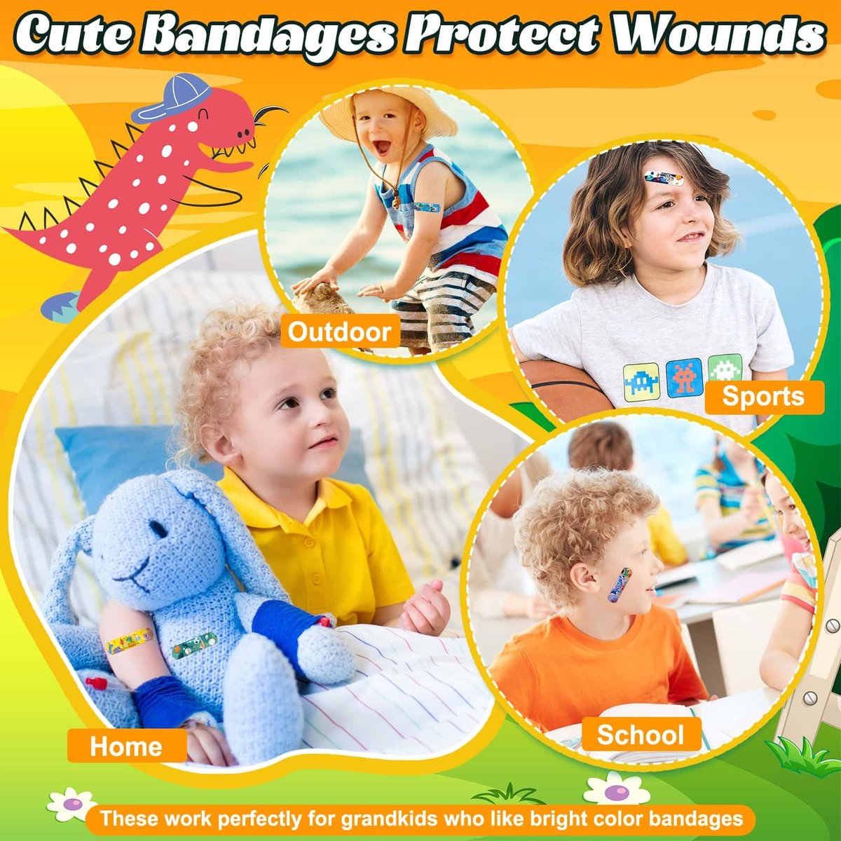 Sublaga 375 Pcs Kinderpflaster, 33 Motive Niedliche Pflaster für Kinder, Kleinkindpflaster, Pflaster Variety Pack, Haftende Flexible Cartoon Schutzpflaster für Schnitte bei Mädchen und Jungen