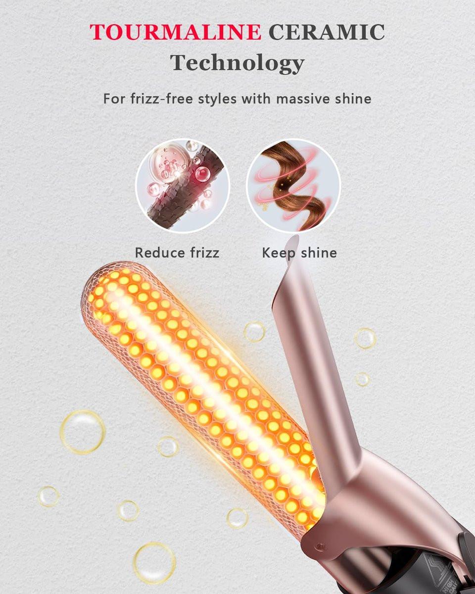 5-in-1 Lockenstab & Thermalbürsten-Set mit 4 austauschbaren Keramik-Aufsätzen (0,35-1,25 Zoll) – Schnellheizung, Dual-Voltage Reise-Haartool, Geburtstagsgeschenk für Frauen – Lockenwickler-Set für Locken und Blowout