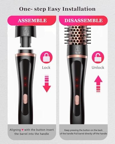 5-in-1 Lockenstab & Thermalbürsten-Set mit 4 austauschbaren Keramik-Aufsätzen (0,35-1,25 Zoll) – Schnellheizung, Dual-Voltage Reise-Haartool, Geburtstagsgeschenk für Frauen – Lockenwickler-Set für Locken und Blowout