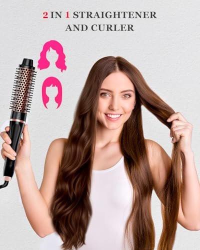 5-in-1 Lockenstab & Thermalbürsten-Set mit 4 austauschbaren Keramik-Aufsätzen (0,35-1,25 Zoll) – Schnellheizung, Dual-Voltage Reise-Haartool, Geburtstagsgeschenk für Frauen – Lockenwickler-Set für Locken und Blowout