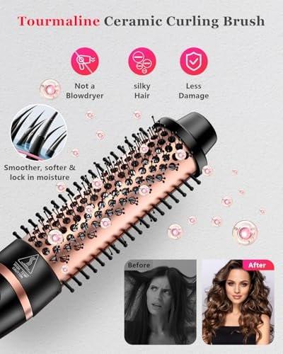 5-in-1 Lockenstab & Thermalbürsten-Set mit 4 austauschbaren Keramik-Aufsätzen (0,35-1,25 Zoll) – Schnellheizung, Dual-Voltage Reise-Haartool, Geburtstagsgeschenk für Frauen – Lockenwickler-Set für Locken und Blowout