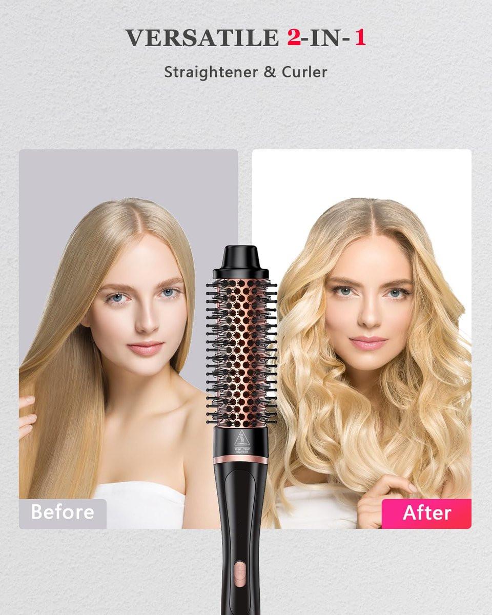 5-in-1 Lockenstab & Thermalbürsten-Set mit 4 austauschbaren Keramik-Aufsätzen (0,35-1,25 Zoll) – Schnellheizung, Dual-Voltage Reise-Haartool, Geburtstagsgeschenk für Frauen – Lockenwickler-Set für Locken und Blowout