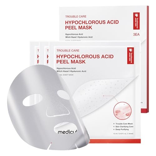 medicube Hypochlorous Acid Peel Mask 3er-Pack | Abziehbare Blattmaske für überschüssigen Talg, Poren und Mitesser | Panthenol, Hyaluronsäure für Feuchtigkeit und Porenverfeinerung | Koreanische Hautpflege (13ml x 3 Stück)